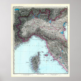 Karte Norditalien (1891) Poster