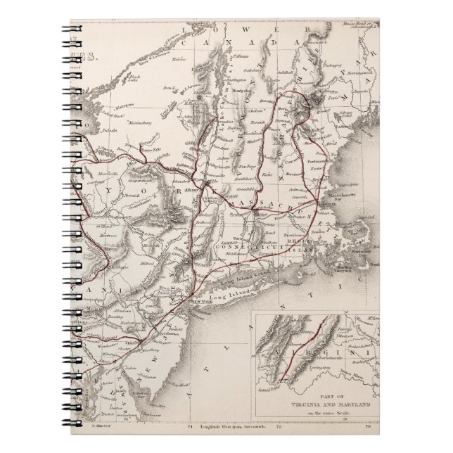 Karte: Nordost-USA Notizblock (Vorderseite)