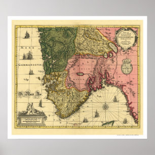 Karte Norwegens von Jan Jansson 1650 Poster