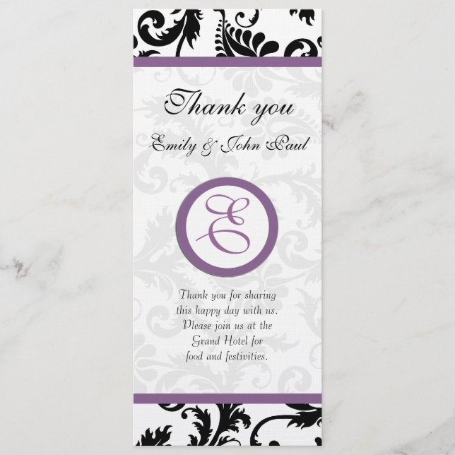 Karte Nr. 2 des Hochzeitsprogramms (Vorderseite)