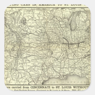 Karte Ohio und Mississippi Bahn Quadratischer Aufkleber