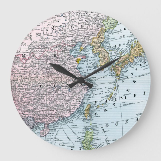 KARTE: OSTASIEN, 1907 GROßE WANDUHR (Vorderseite)