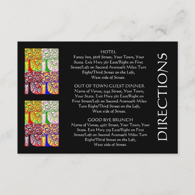Karte "Out-of-Town Guest DIRECTIONS" (kleines Rec. (Vorderseite)