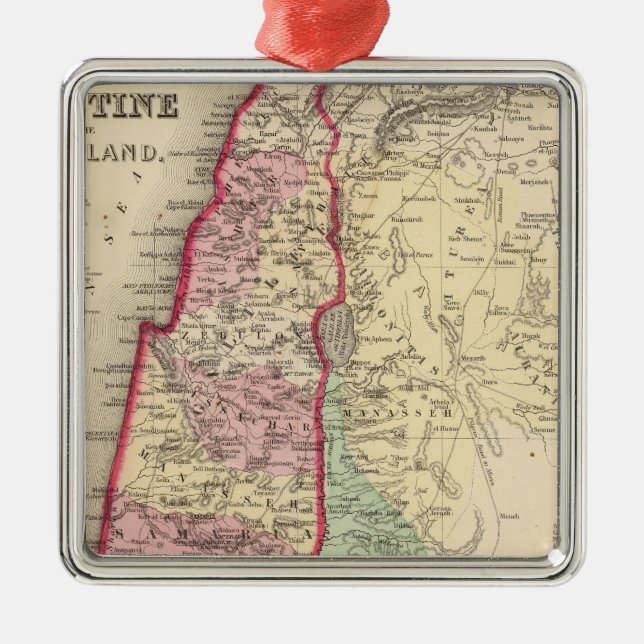 Karte Palästinas, Jerusalem durch Mitchell Silbernes Ornament (Vorne)