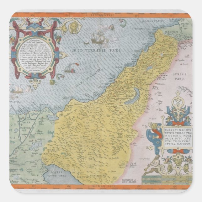 Karte Palästinas Quadratischer Aufkleber (Vorderseite)
