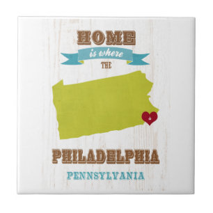 Karte Philadelphias, Pennsylvania - Zuhause ist wo Fliese