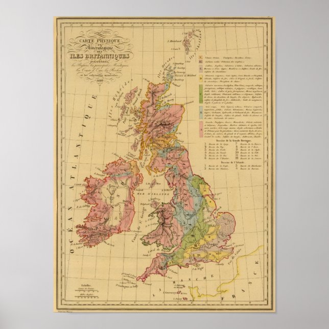 Karte physikalisch und mineralogisch poster (Vorne)