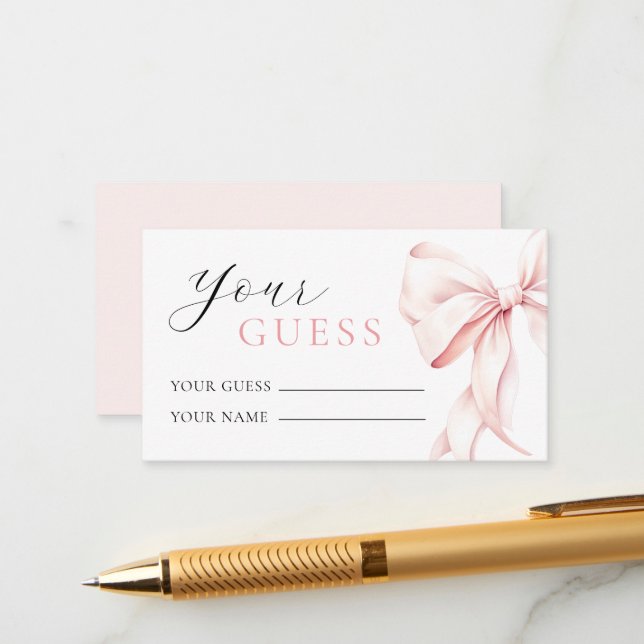 Karte Pink Bow Babydusche (Vorderseite/Rückseite Beispiel)