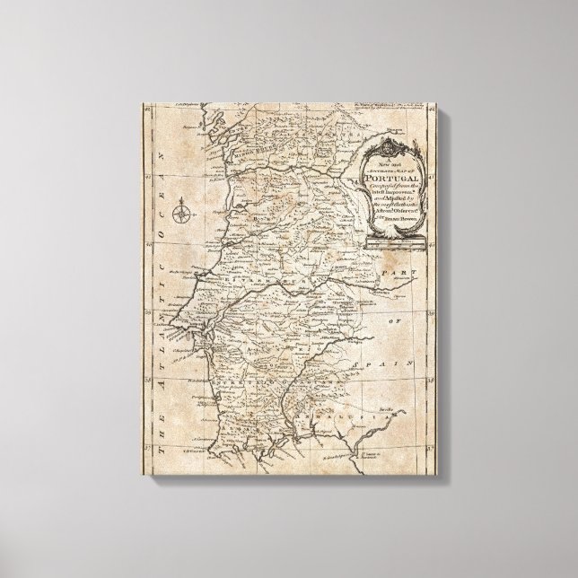Karte Portugals Leinwanddruck (Vorderseite)