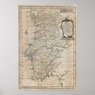 Karte Portugals Poster
