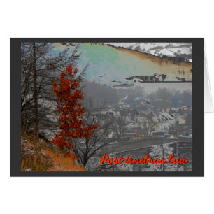 Karte "Post tenebras lux" mit Herbstlandschaft