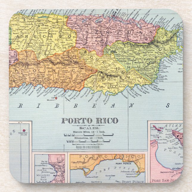 KARTE: PUERTO RICO, 1900 GETRÄNKEUNTERSETZER (Vorderseite)