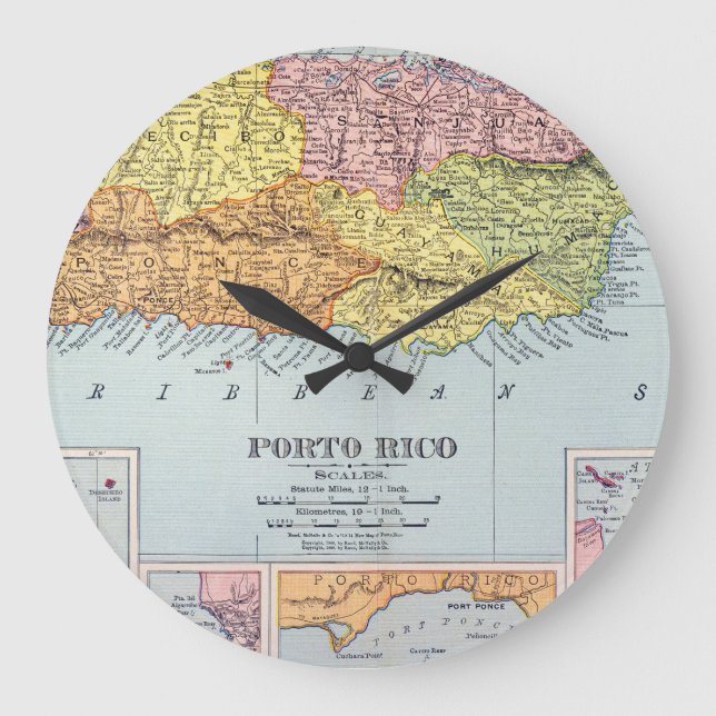 KARTE: PUERTO RICO, 1900 GROßE WANDUHR (Vorderseite)