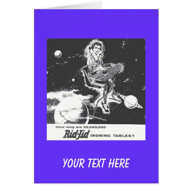 Karte - Retro Fünfzigerjahre Bügelbrett-Anzeige (Vorne)