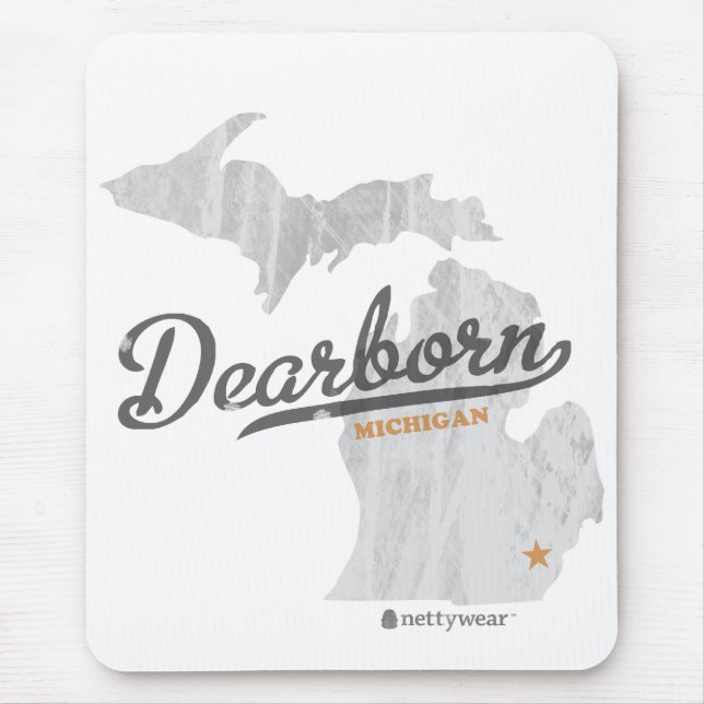 Karte Retro Mousepad Dearborns Michigan (Vorne)