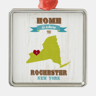 Karte Rochesters, New York - Zuhause ist wo das Silbernes Ornament