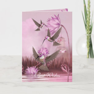 Karte Rosa Kolibris Vögel Beste Wünsche Geburtstag