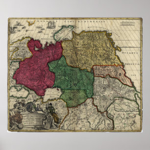 Karte Russlands (1704) Poster