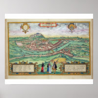 Karte Salzburgs, von 'Civitates Orbis Terrarum' b