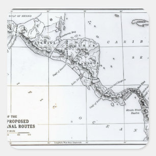 Karte schlug Isthmian Kanal-Wege vor Quadratischer Aufkleber