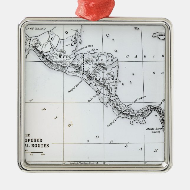 Karte schlug Isthmian Kanal-Wege vor Silbernes Ornament (Vorne)