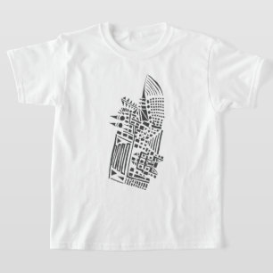 Karte Schwarz Weiß Abstrakt Stammes-Tattoo-Kunst T-Shirt