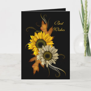 Karte Schwarze Sonnenblume Floral Beste Wünsche Ge