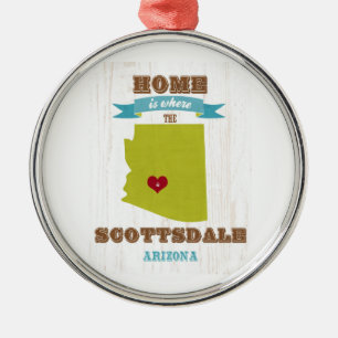 Karte Scottsdale, Arizona - Zuhause ist wo das Silbernes Ornament