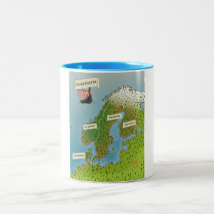 Karte Skandinaviens Zweifarbige Tasse