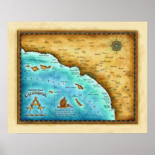 Karte so. Cal blaues Wasser Poster