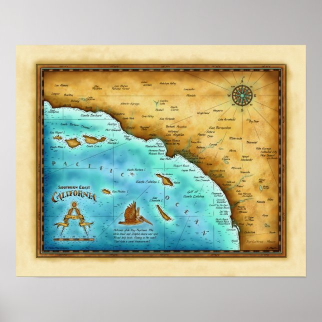 Karte So. Cal Blue Water Poster (Vorne)