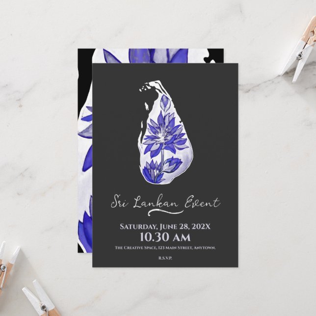 Karte Sri Lankas im Graffiti-Stil (Vorderseite/Rückseite Beispiel)