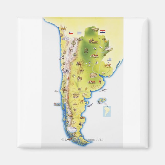 Karte Südamerikas Magnet (Vorne)