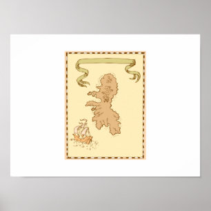 Karte Treasure Island Tall Ship Poster