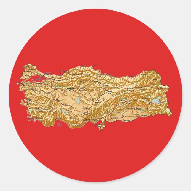 Karte Türkei Runder Aufkleber (Vorderseite)