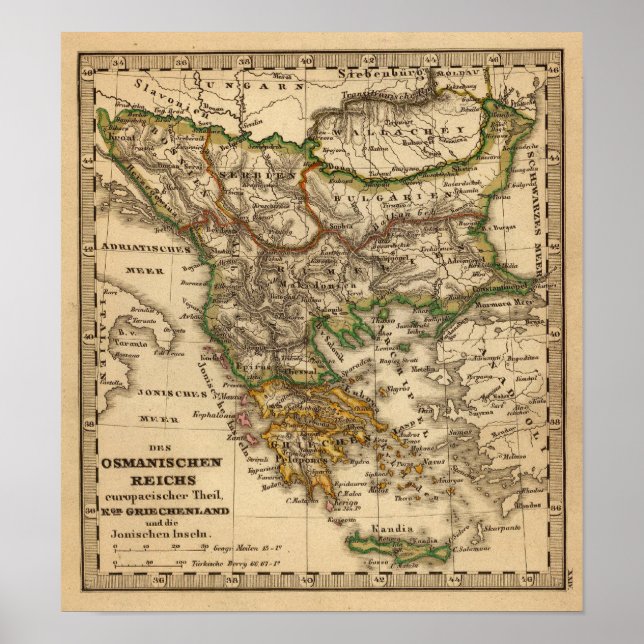 Karte Türkei und Griechenland Poster (Vorne)