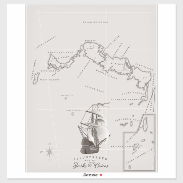 Karte Turks und Caicos Aufkleber (Blatt)