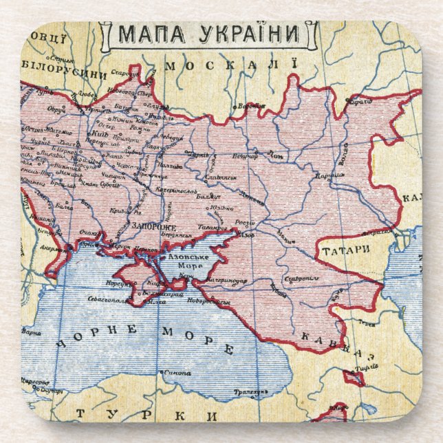 KARTE: UKRAINE, c1906 Untersetzer (Vorderseite)