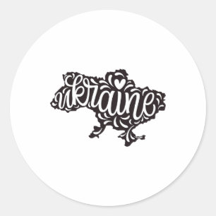 Karte Ukraine - Ukrainisches Nationalwappen Runder Aufkleber