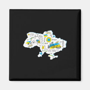 Karte Ukraine - Ukrainisches Nationalwappen - Ukra Magnet