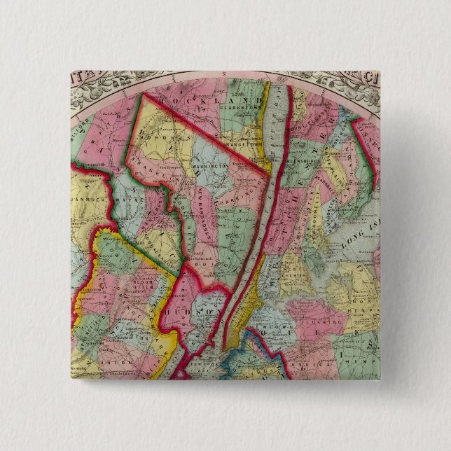 Karte um die Stadt New York Button (Vorderseite)