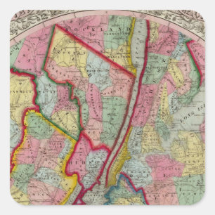 Karte um die Stadt New York Quadratischer Aufkleber