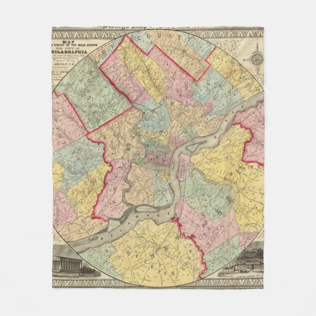 Karte um die Stadt von Philadelphia Fleecedecke (Vorderseite)