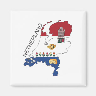 Karte und Flagge der Niederlande Magnet