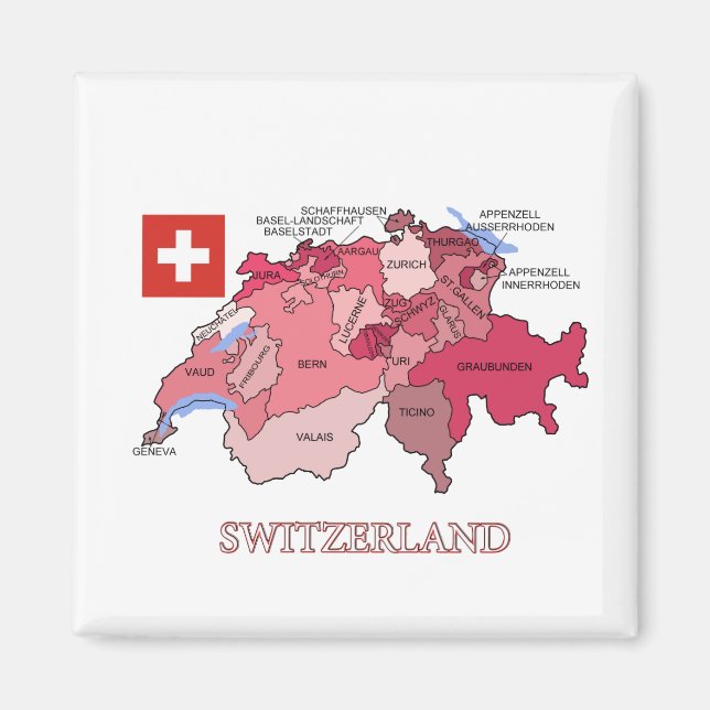 Karte und Flagge der Schweiz Magnet (Vorne)