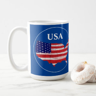 Karte und Flagge der USA Kaffeetasse