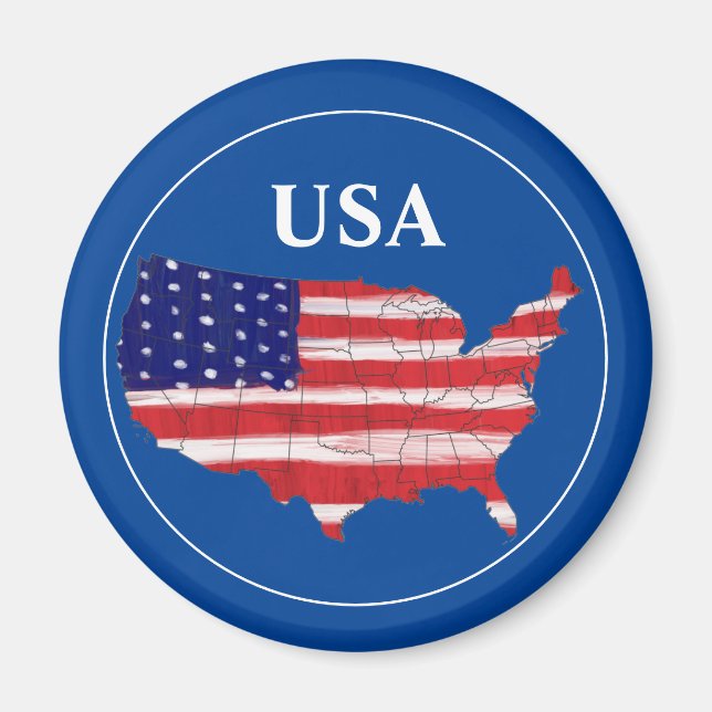 Karte und Flagge der USA Magnet (Vorne)