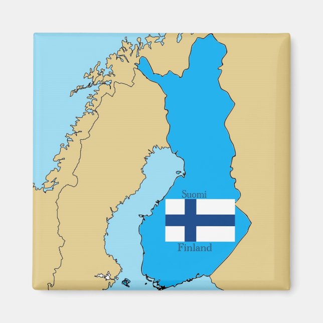 Karte und Flagge Finnlands Magnet (Vorne)