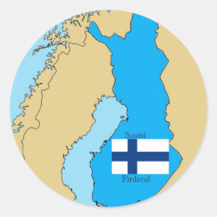 Karte und Flagge Finnlands Runder Aufkleber