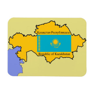 Karte und Flagge Kasachstans Magnet